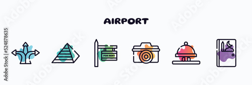 Print op canvas airport outline icons set