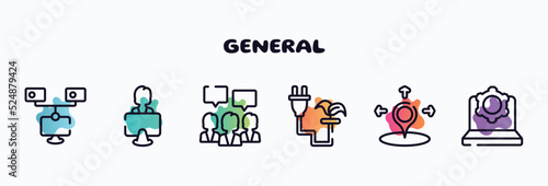 general outline icons set. thin line icons such as bpm, coworking, brand engagement, biomass energy, coordinate, information technology icon collection. can be used web and mobile.
