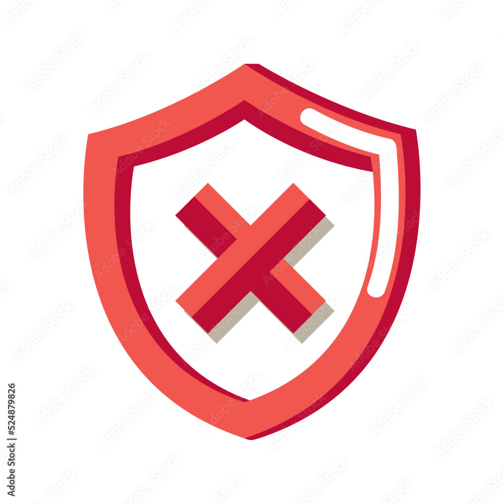 shield with red x