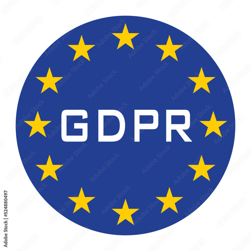 GDPR icon for web isolate with blue background and white text GDPR icon for web isolate with blue background and white text