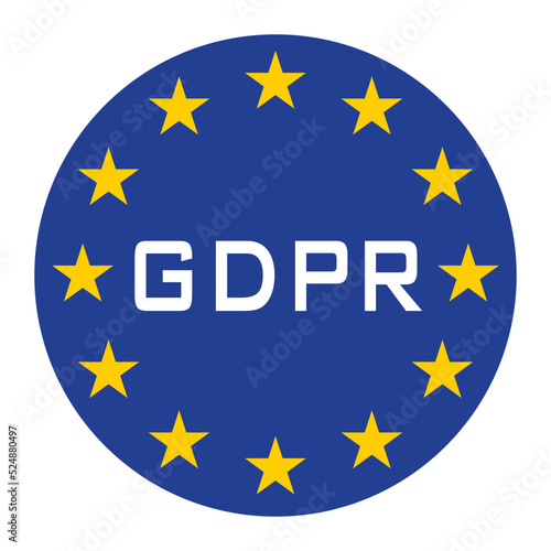 GDPR icon for web isolate with blue background and white text
