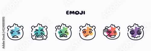 emoji outline icons set. thin line icons such as angry emoji, emoji with steam from e, desperate annoyed hello hypnotized icon collection. can be used web and mobile.
