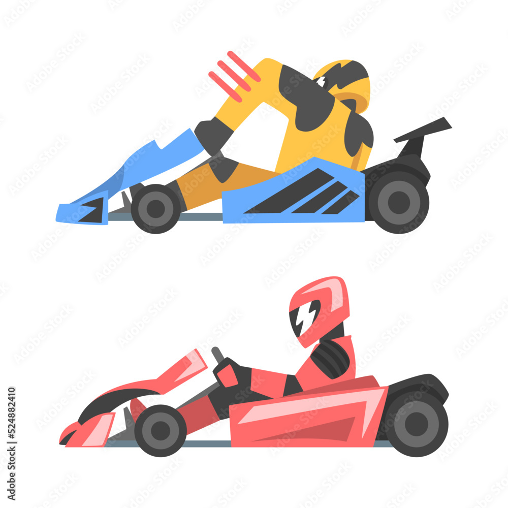 custom made wallpaper toronto digitalSide view of professional racing driver sitting in race car set cartoon vector illustration