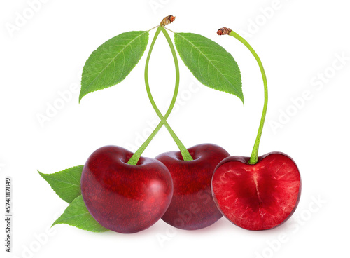 Cherries on an isolated white background
