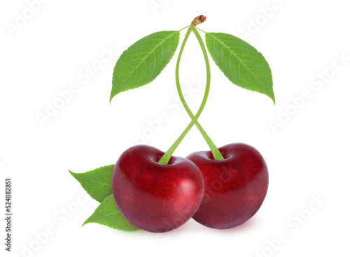 Cherries on an isolated white background