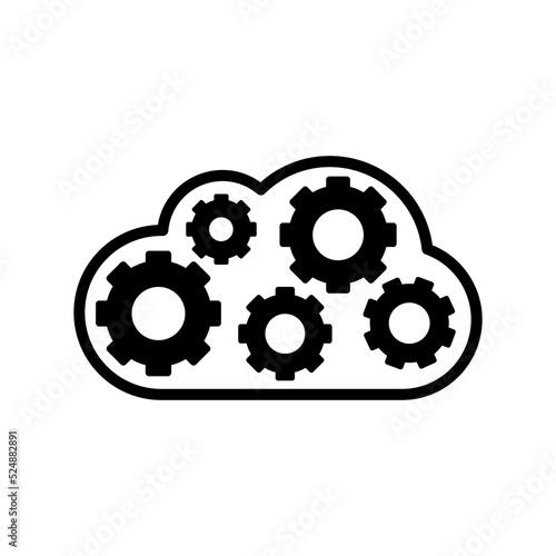 Serverless computing vector black icon. Illustration of a cloud computing execution model in which the cloud provider allocates machine resources on demand, taking care of the servers on behalf of the