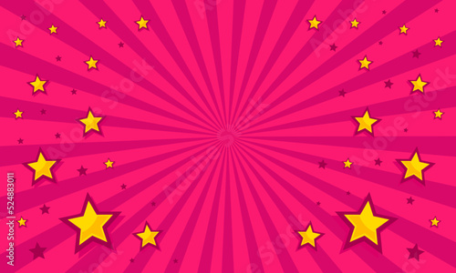 Comic burst pink background with star illustration