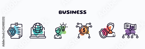 business outline icons set. thin line icons such as permission, intranet, opinion, spreading, personal security, hierarchy structure icon collection. can be used web and mobile.