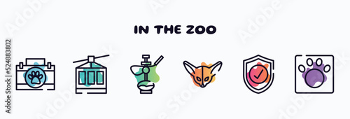 in the zoo outline icons set. thin line icons such as animal aid, cable car, hookah, fennec, guard, veterinarian icon collection. can be used web and mobile.