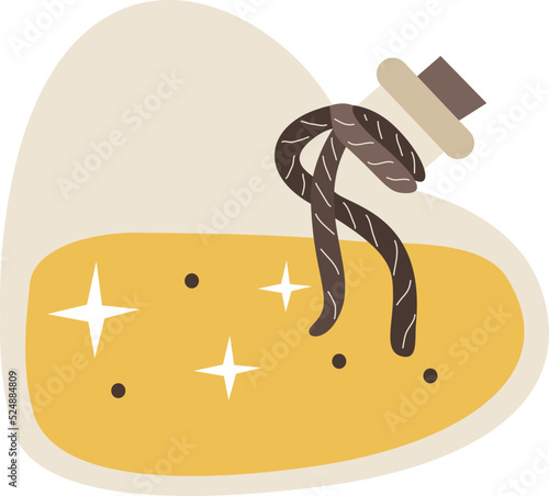 Collection of vector magic fairy tale elements, icons and illustrations. Flask with potion.