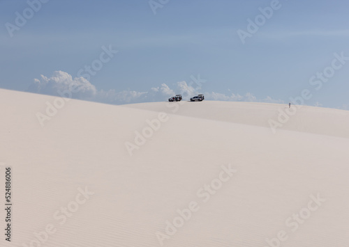driving on white sand dunes