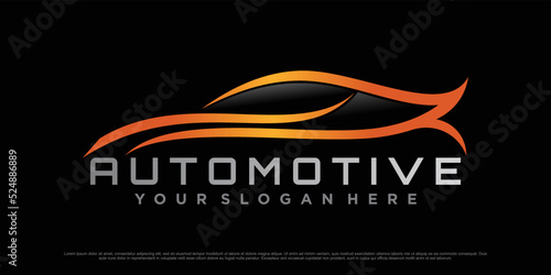 Automotive logo design with sports car icon and creative modern concept Premium Vector