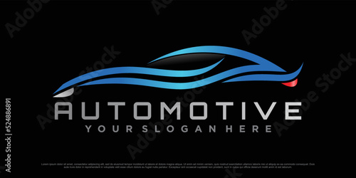 Automotive logo design with sports car icon and creative modern concept Premium Vector