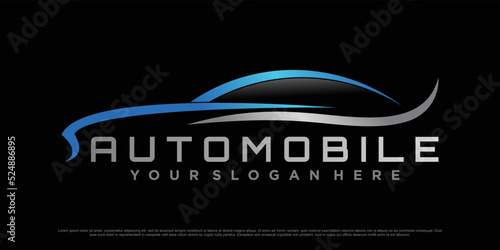Car logo design with sports car icon and modern concept Premium Vector