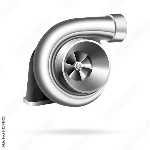 Vector illustration, car turbocharger, compressor realistic 3d icon
