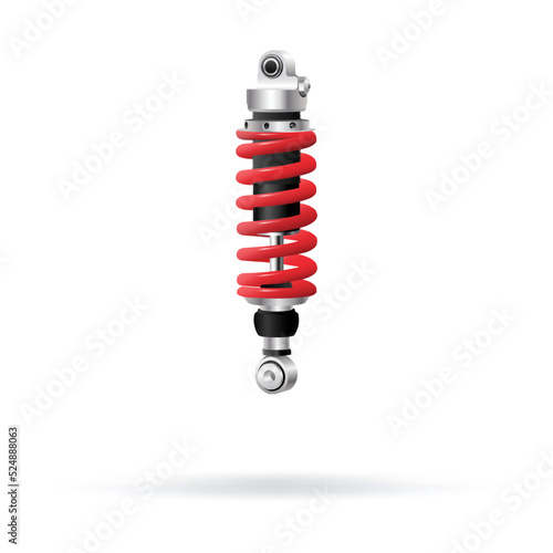 Vector illustration, car shock absorber, steering wheel realistic 3d icon