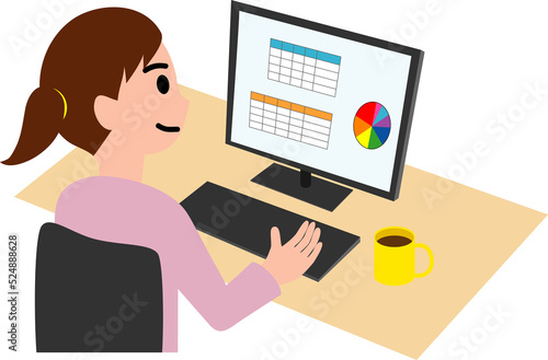 Wallpaper Mural 家でパソコンの作業をする女性 Torontodigital.ca