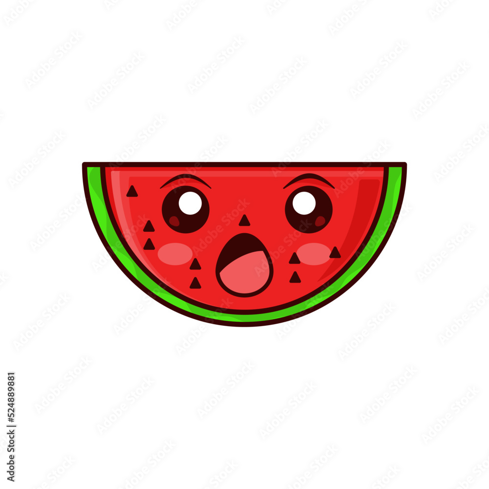 Fototapeta premium cute watermelon characters with expressions, suitable for children, printed on clothes and paper