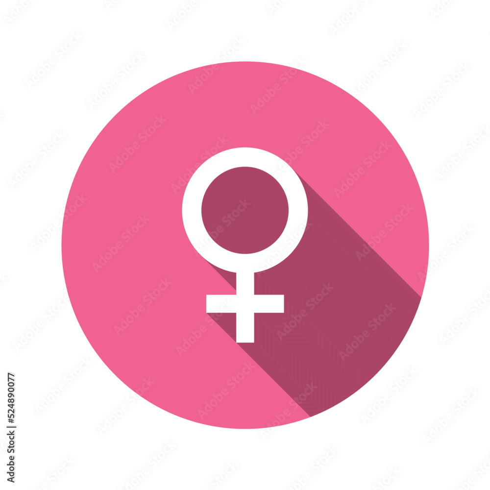Female sign in flat design style. Round vector icon with long shadows. The perfect solution for sites with horoscopes and astrological forecasts. Gender symbol. Female sign in flat design style. Round vector icon with long shadows. The perfect solution for sites with horoscopes and astrological forecasts. Gender symbol.