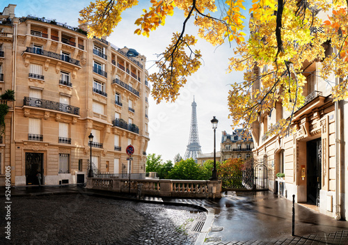 Fototapeta Naklejka Na Ścianę i Meble -  eiffel tour and Paris street