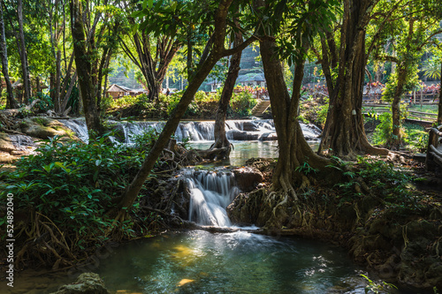 Beautiful Kroeng Krawia Waterfall at kanchanaburi city thailand.Khao Laem National Park
