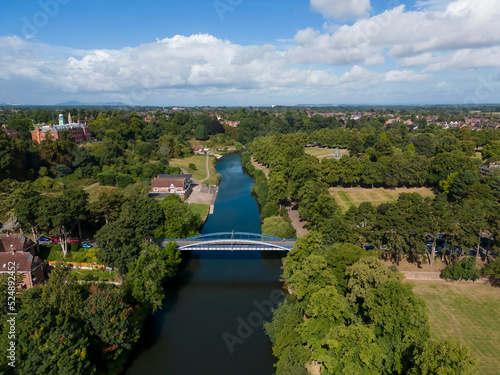 An aerial view of the Kingsland Bridge spanning the River Severn in Shrewsbury, Shropshire, UK photo