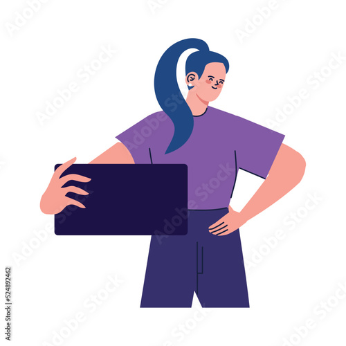 smiling woman taking a selfie