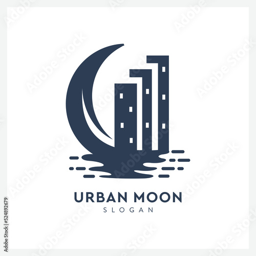 Creative urban logo with moon view