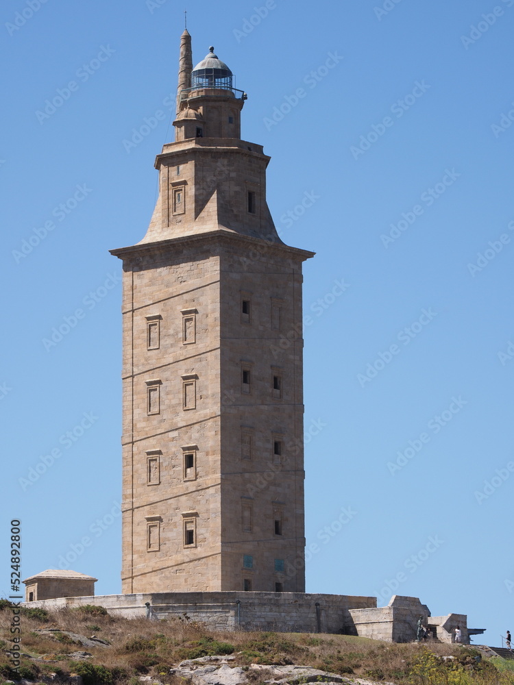 Stony tower of Hercules in A Coruna city in Spain - vertical
