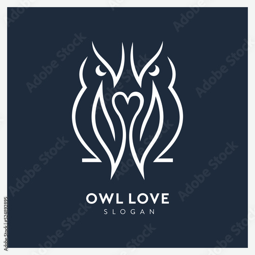 Creative line art twin owl logo