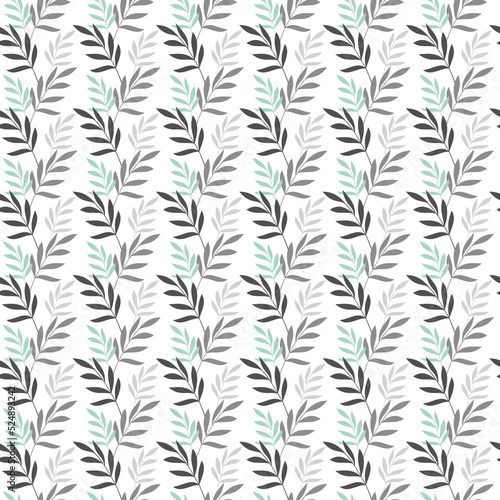 Botanical seamless leaf pattern vector. Branches floral illustration. Flat leaves backdrop. Wallpaper, background, fabric, textile, print, wrapping paper or package design.