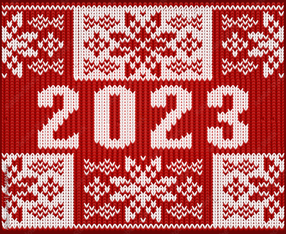 New 2023 year knitted wallpaper, vector illustration New 2023 year knitted wallpaper, vector illustration