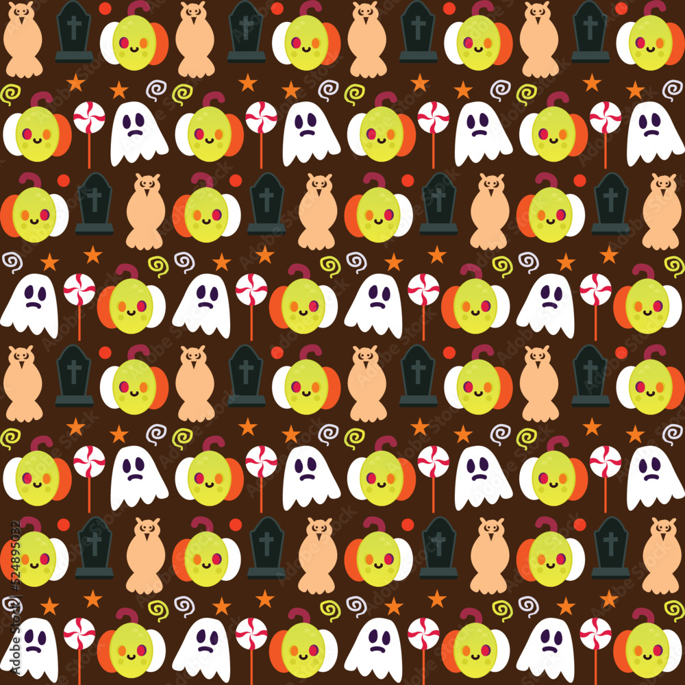 Vector Halloween seamless pattern with ghost and pumpkin,Cartoon Halloween seamless pattern Vector Halloween seamless pattern with ghost and pumpkin,Cartoon Halloween seamless pattern