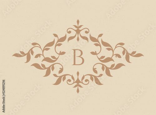Floral frame monogram. Classic decorative element.