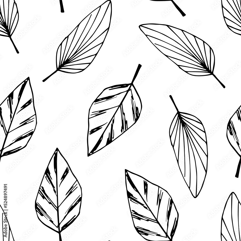 Simple hand drawn black and white floral vector seamless pattern. Tropical leaves, foliage. For fabric prints, packaging, home decor, textile products, stationery. Simple hand drawn black and white floral vector seamless pattern. Tropical leaves, foliage. For fabric prints, packaging, home decor, textile products, stationery.