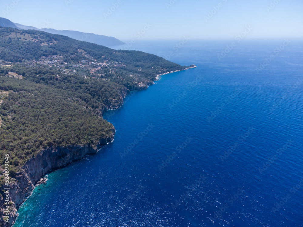 beautiful landscape from a drone on the sea, mountains