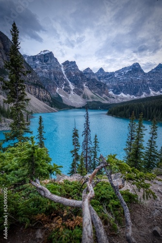 Evening View of the iconic Moraine Lake, Banff National Park, Alberta, Canada