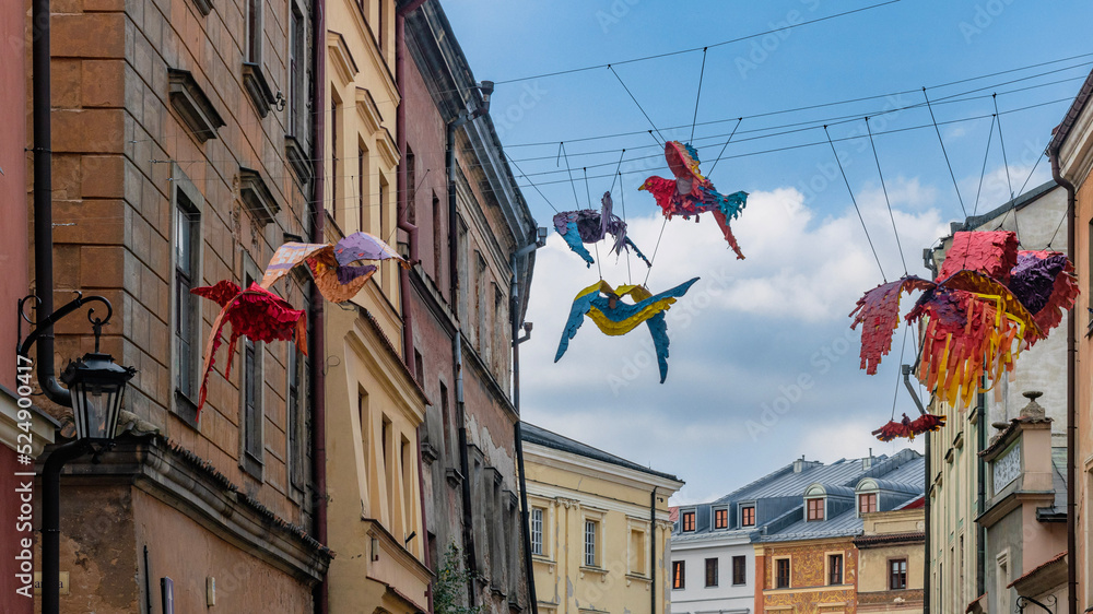 decorations at Złota Street in the old town of Lublin