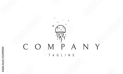 Vector logo on which an abstract image of a jellyfish in the ocean.