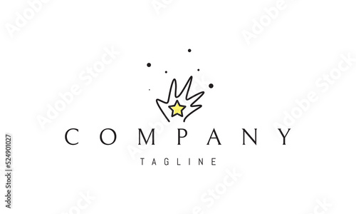 Vector logo on which an abstract image of a child's hand on which lies a star.