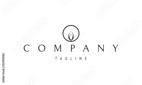 Vector logo on which an abstract image of a candle flame in the form of a leaf in a circle.