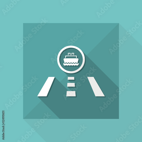 Vector illustration of single isolated road to port icon