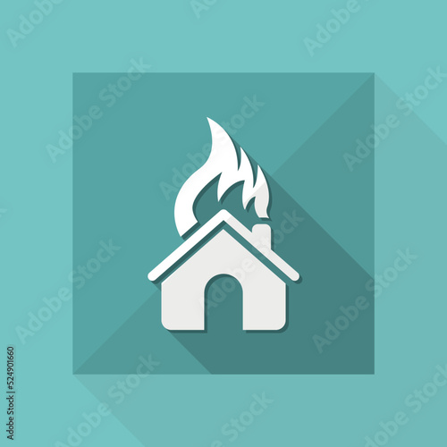 Vector illustration of house burning single isolated icon