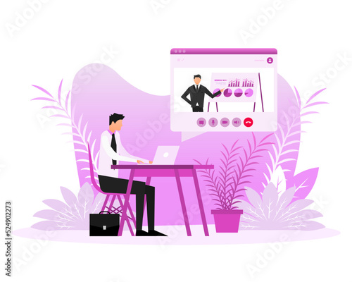 Mockup with video call people. Mobile phone mockup vector illustration
