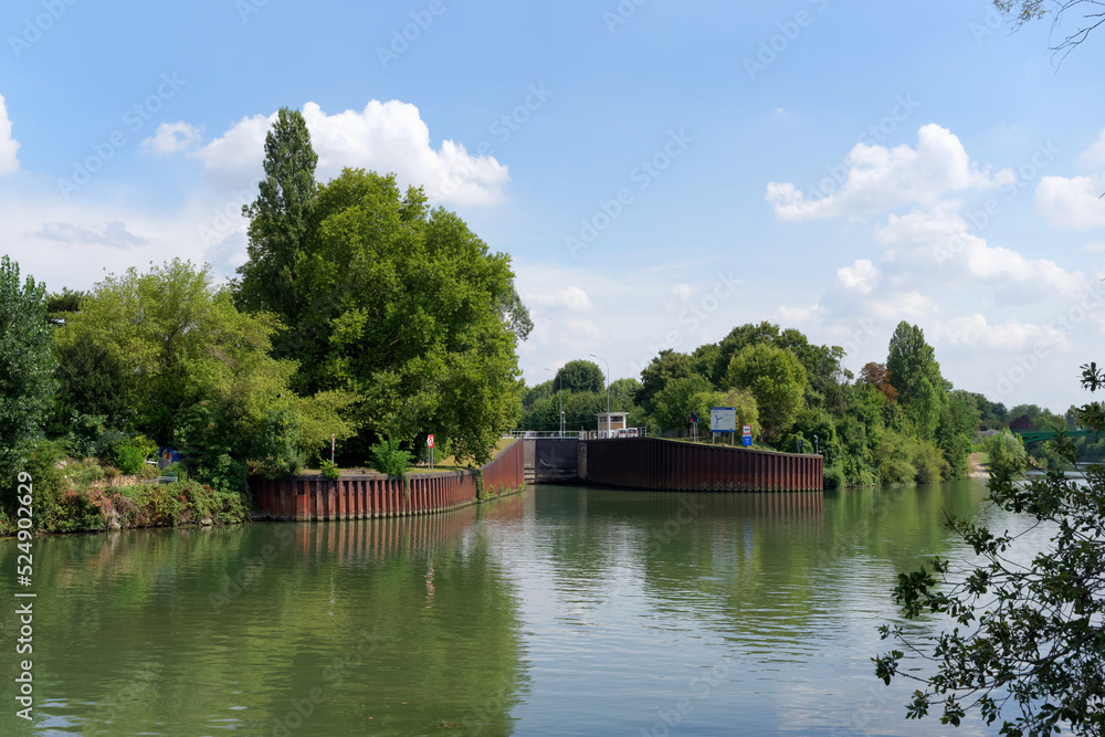 Saint Maur canal in the Marne river loop. Grand Paris area Saint Maur canal in the Marne river loop. Grand Paris area