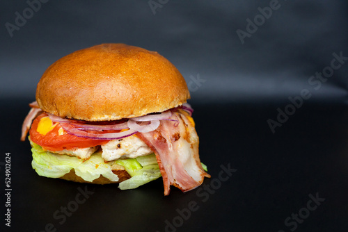 delicious fresh burger with bacon