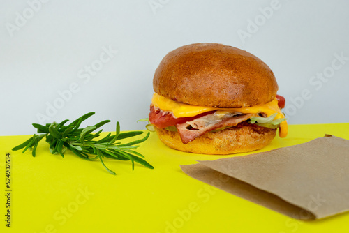 delicious fresh burger with bacon