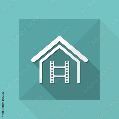 Vector illustration of single isolated home video icon