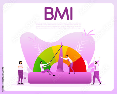 Indicator bmi. Body mass index and fitness exercise. Vector illustration.