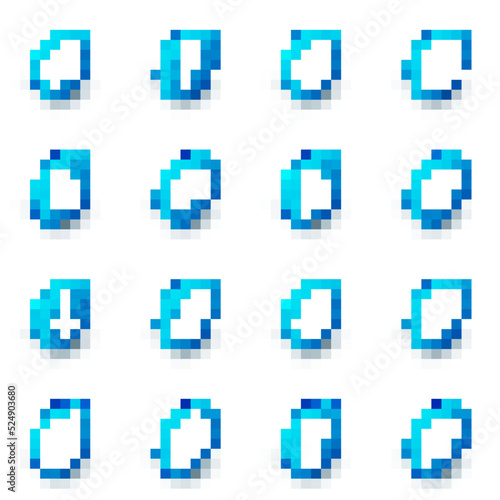 Set Test tube with virus, Virus, Clipboard blood test results, Medicine pill or tablet, Medical thermometer, and flask, Stop and Microscope icon. Vector